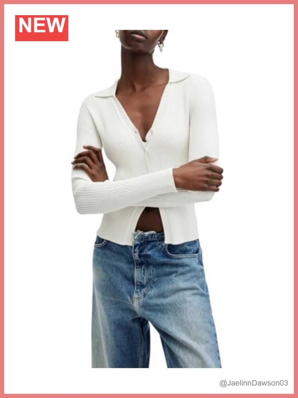 Womens Ribbed Knit Button-Up Cardigan Collar Slim Fit